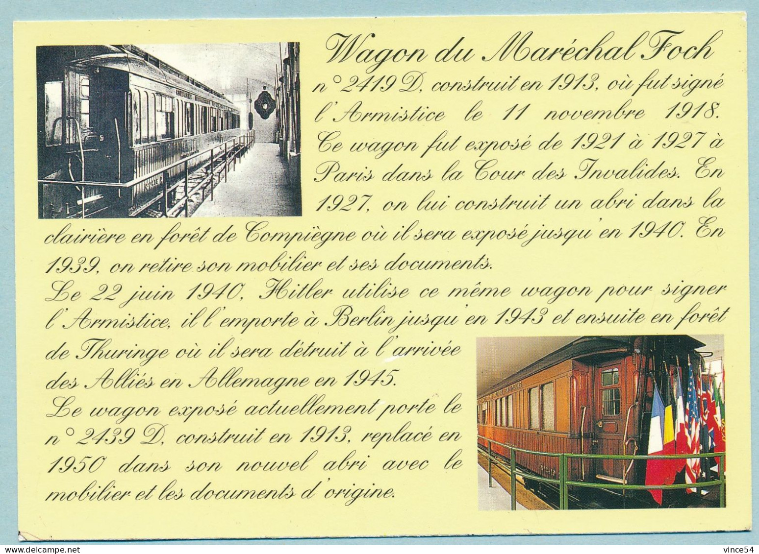 COMPIEGNE - Wagon Historique De L'Armistice - Texte De Présentation - Compiegne