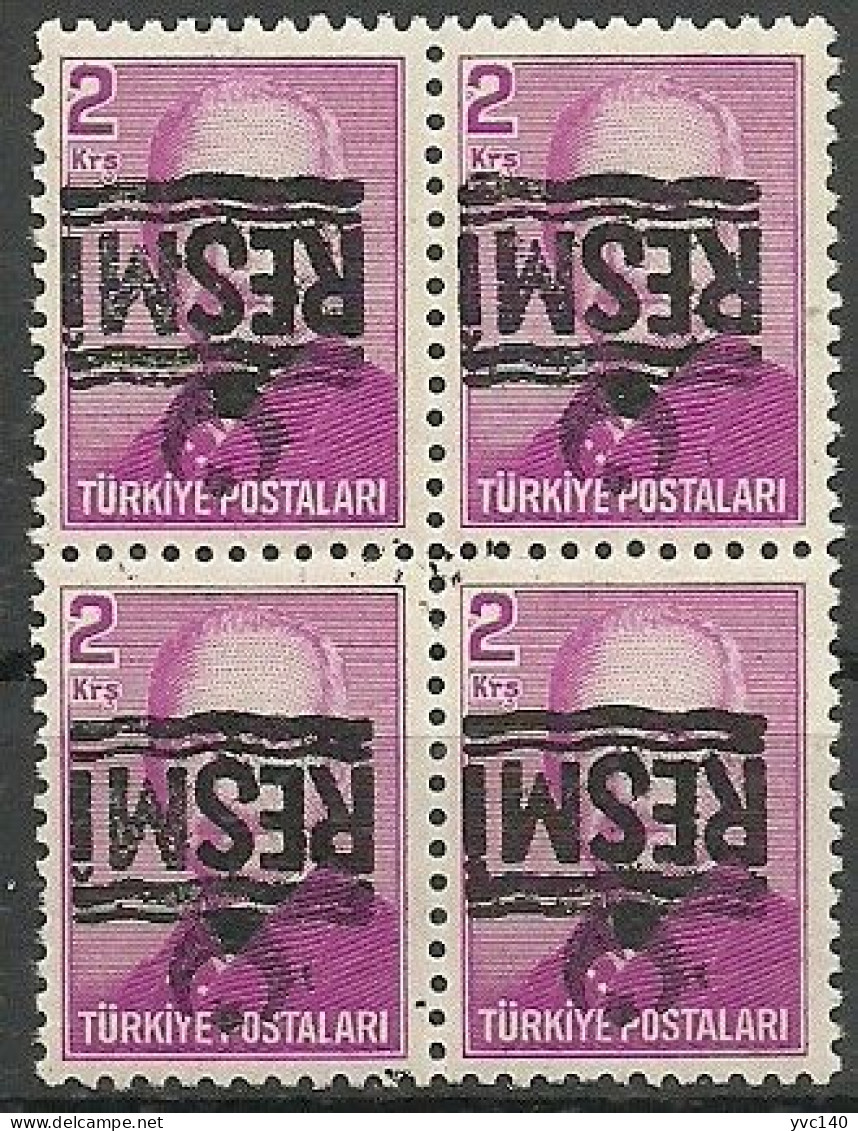 Turkey; 1955 Official Stamp 2 K. ERROR "Inverted Overprint" MNH** - Official Stamps