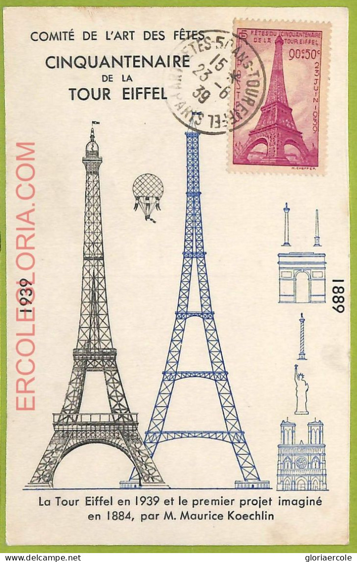 Ad3324 - FRANCE - Postal History - MAXIMUM CARD - 1939 - PARIS Tour Eiffel - 1930-1939