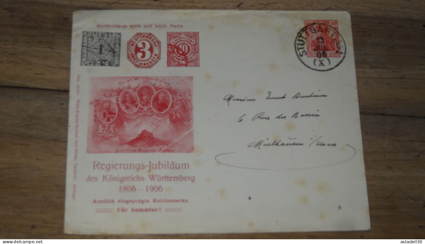 Enveloppe Entier Postal, Regierungs Jubilaum 1906, Stuttgart  ......... Boite1 ..... 240424-245 - Lettres & Documents