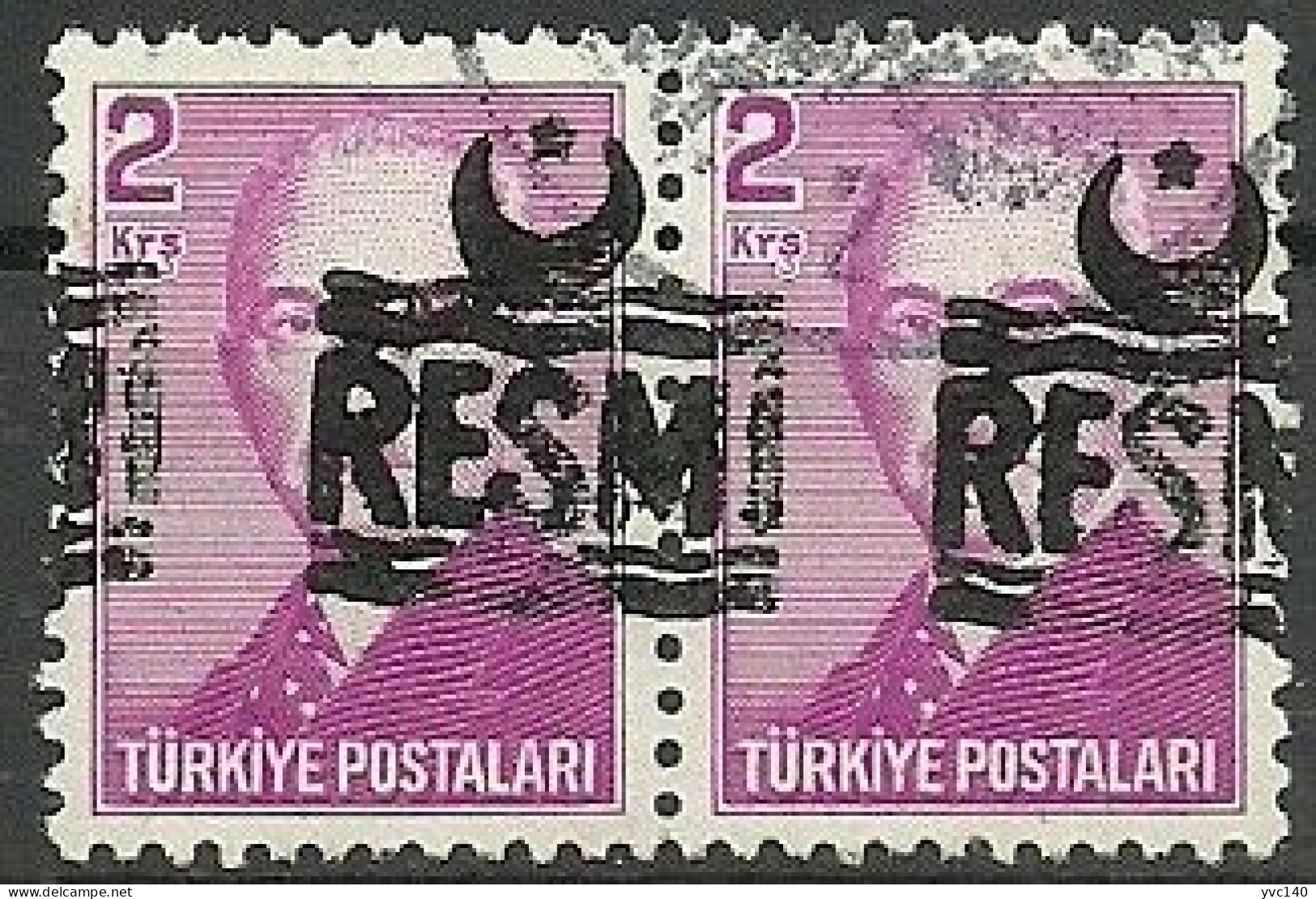 Turkey; 1955 Official Stamp 2 K. ERROR "Shifted Overprint" Used - Dienstzegels