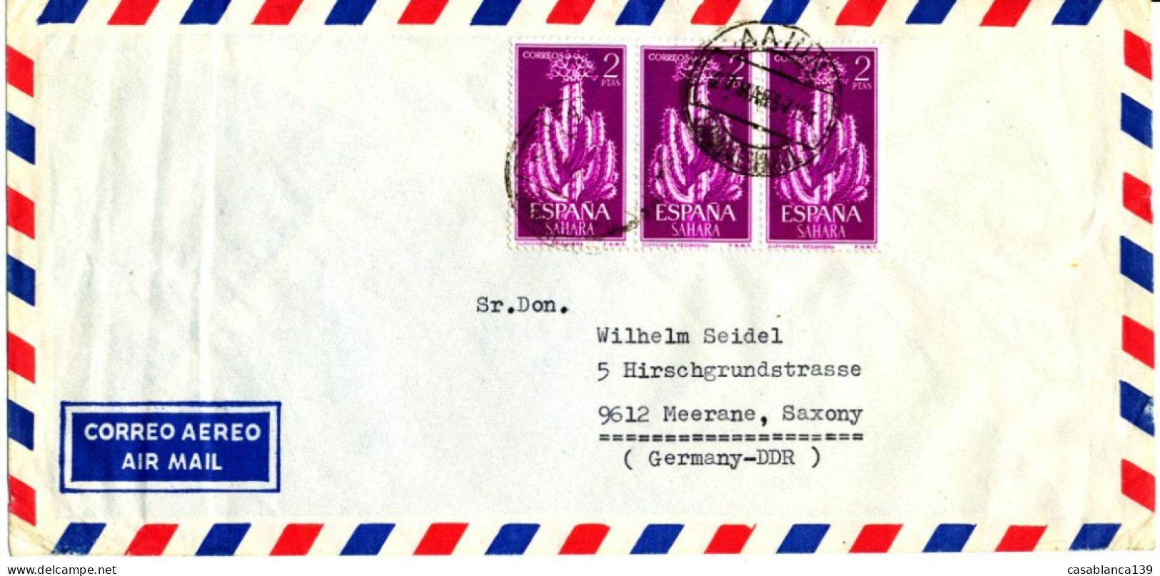 Spanish Sahara 1962, Airmail Letter From El Ayun To GDR (seldom Destination) Edif. 206 Triple, Rare Letter!!! - Spaanse Sahara