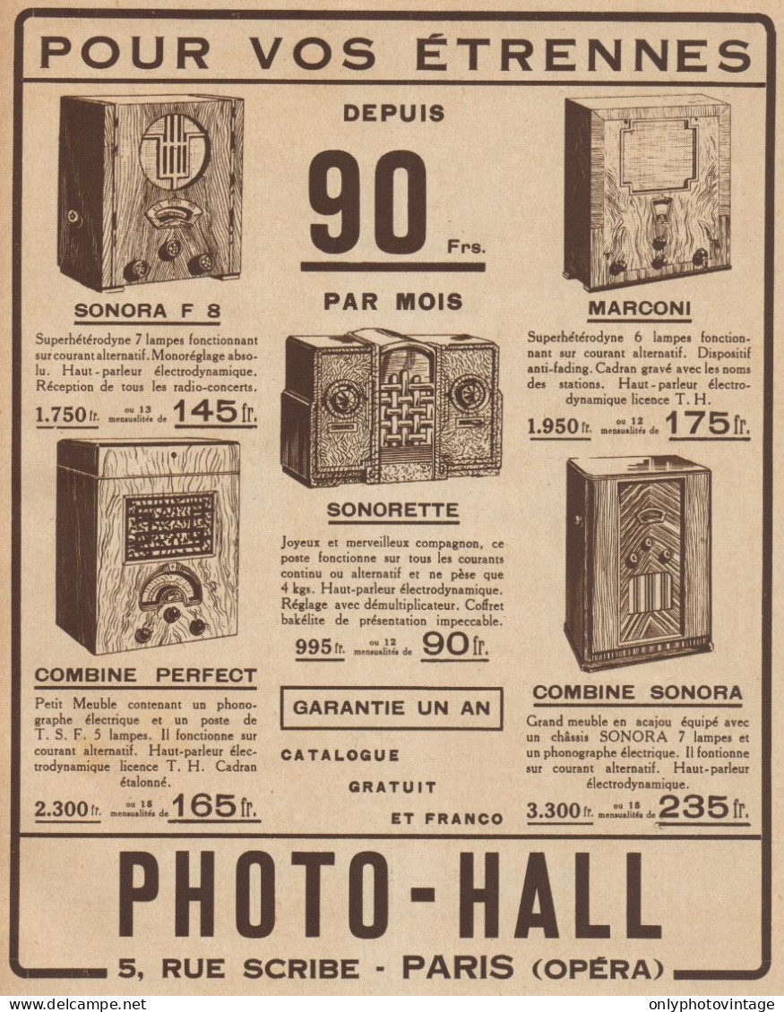 Radio Photo-Hall - Pubblicità D'epoca - 1933 Old Advertising - Publicidad