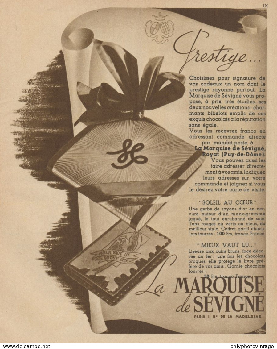 La Marquise De Sévigné - Prestige... - Pubblicità D'epoca - 1937 Old Ad - Publicidad