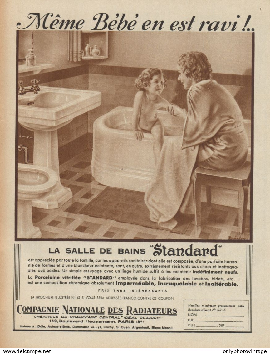 La Salle De Bains STANDARD - Pubblicità D'epoca - 1937 Old Advertising - Publicidad