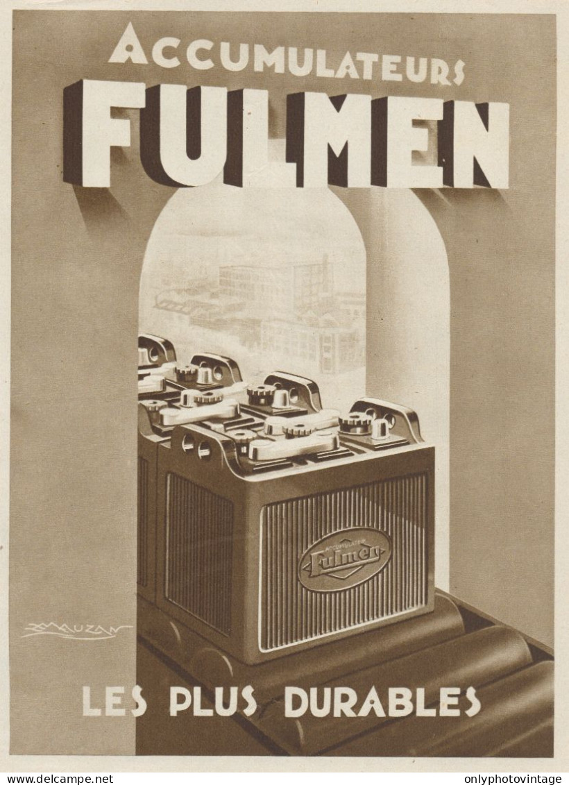 Accumulatori FULMEN - Pubblicità D'epoca - 1937 Old Advertising - Publicidad