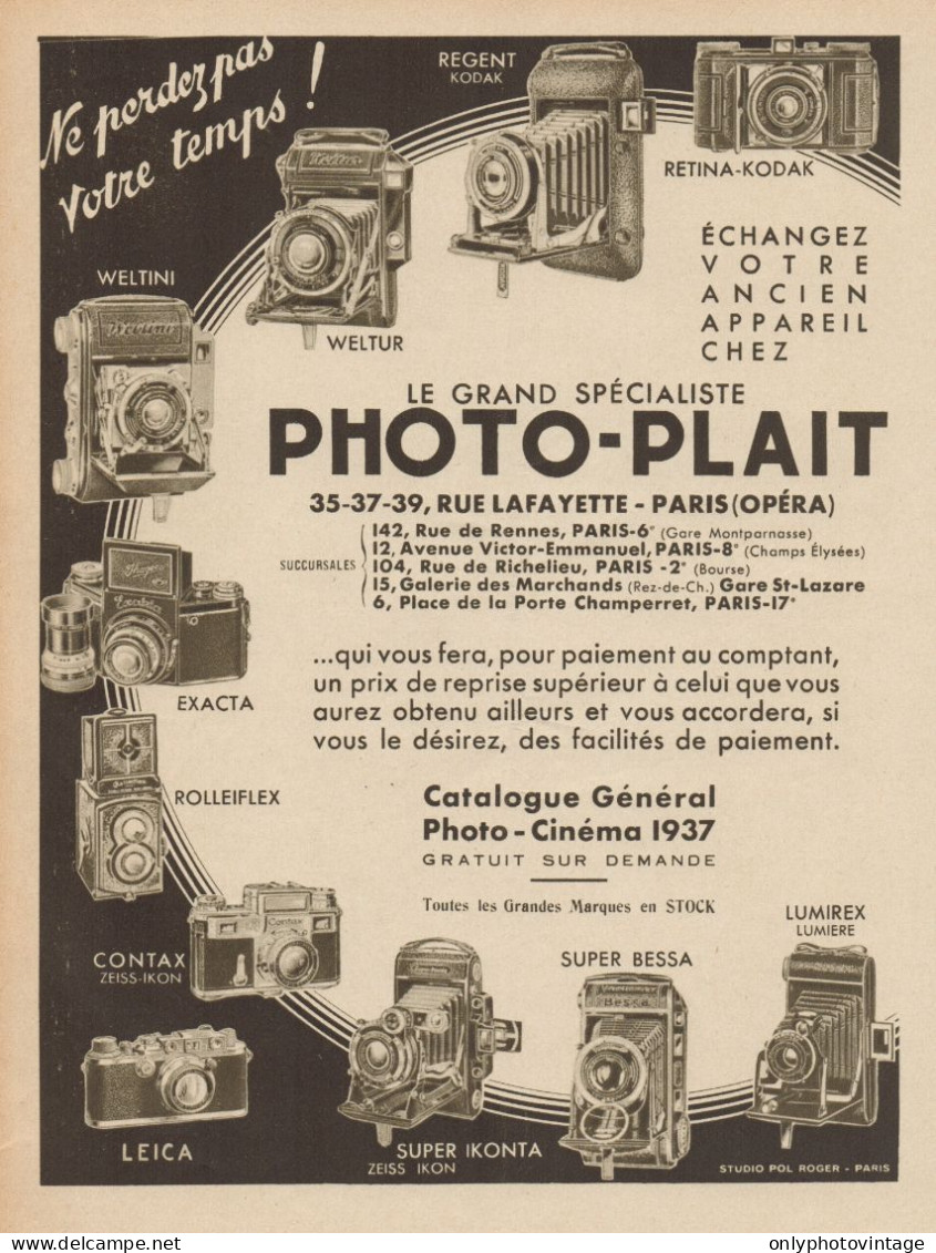 PHOTO-PLAIT - Super Bessa - Lumirex - Pubblicità D'epoca - 1937 Old Advert - Publicidad