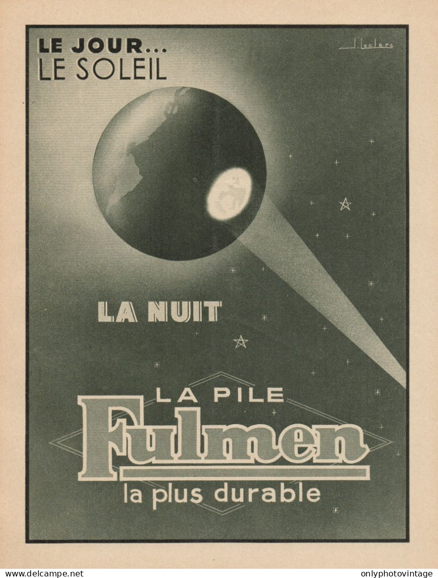 Pile FULMEN - Illustrazione - Pubblicità D'epoca - 1937 Old Advertising - Publicidad