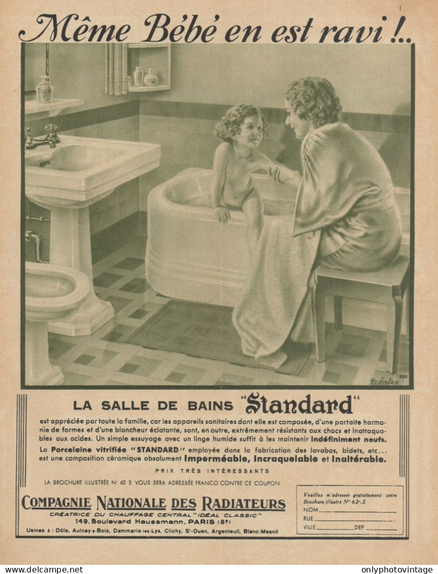 La Salle De Bains STANDARD - Pubblicità D'epoca - 1936 Old Advertising - Publicidad