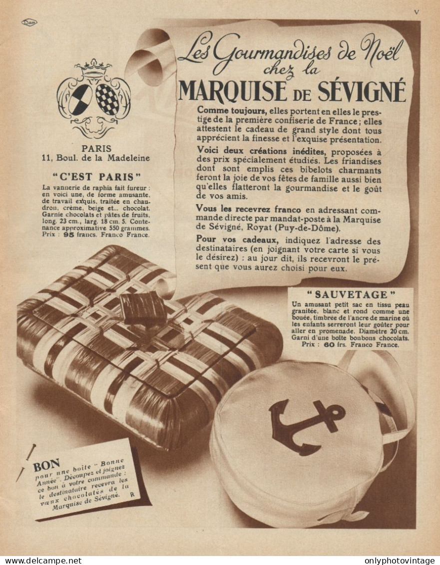 Marquise De Sévigné - Pubblicità D'epoca - 1936 Old Advertising - Publicidad