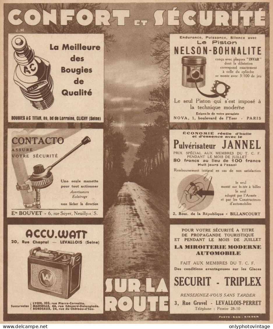 Confort Et Sécurité Sur La Route - Pubblicità D'epoca - 1932 Old Advert - Publicidad