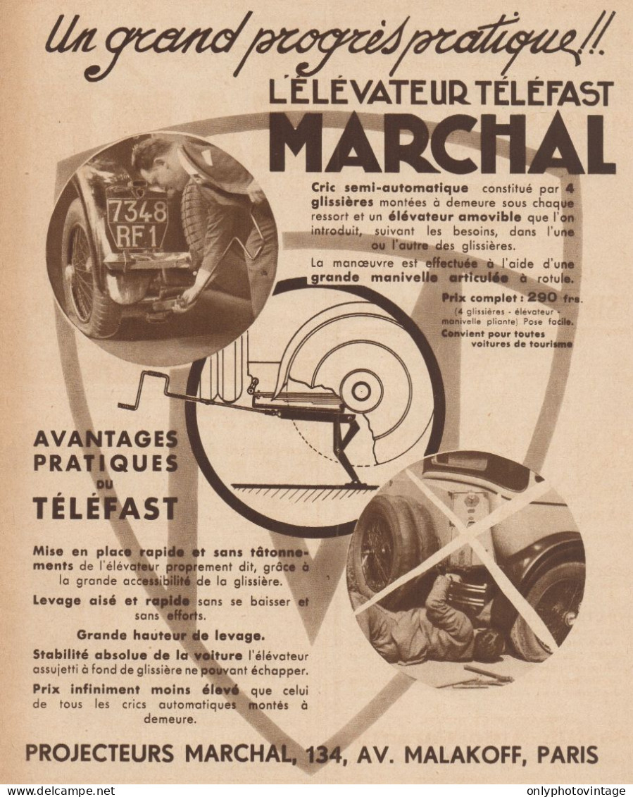 L'élévateur Téléfast MARCHAL - Pubblicità D'epoca - 1932 Old Advertising - Pubblicitari