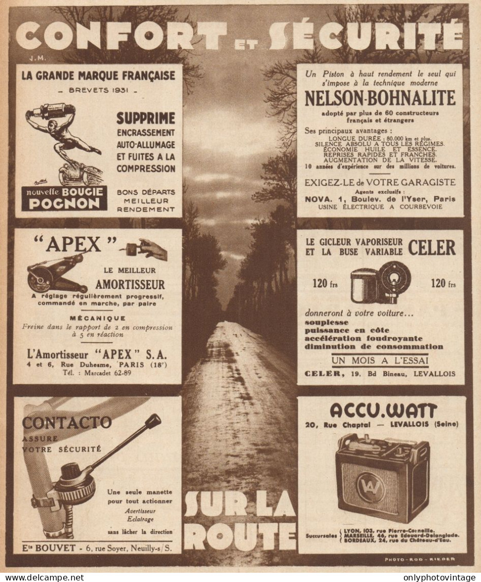 Confort Et Sécurité Sur La Route - Pubblicità D'epoca - 1932 Old Advert - Publicidad
