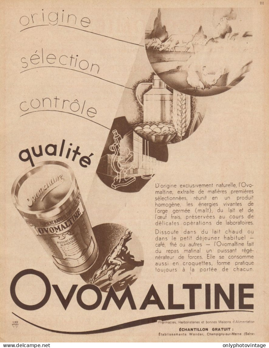 OVOMALTINE - Pubblicità D'epoca - 1932 Old Advertising - Publicidad