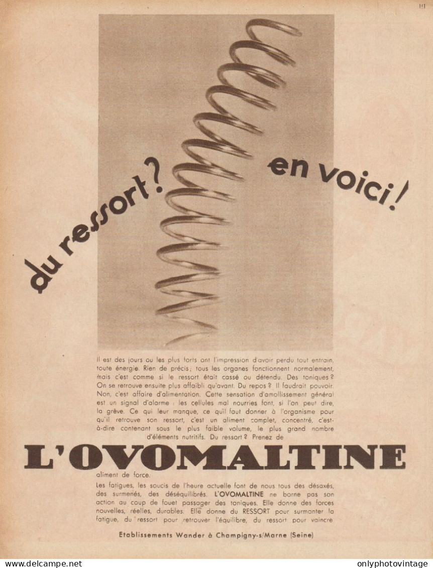 OVOMALTINE - Pubblicità D'epoca - 1932 Old Advertising - Publicidad