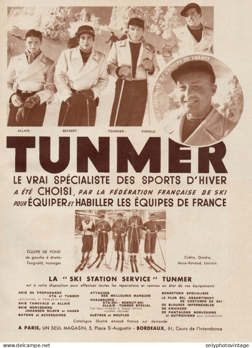 Ski Station Service TUNMER - Pubblicità D'epoca - 1935 Old Advertising - Publicidad