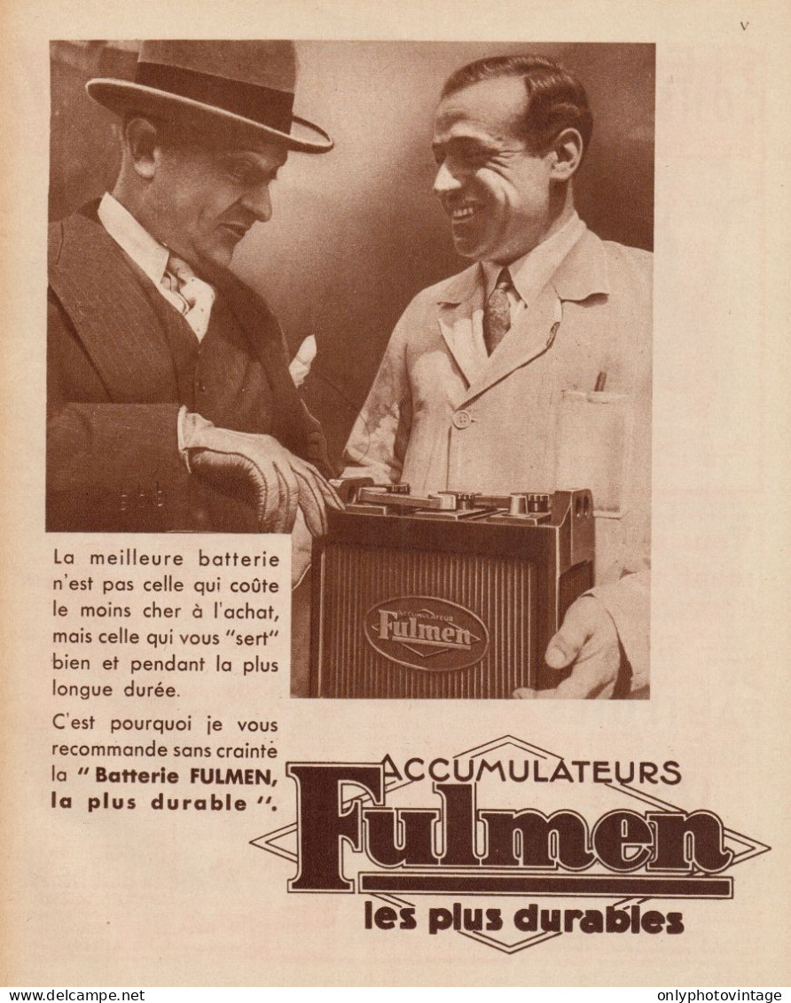 Accumulatori FULMEN - Pubblicità D'epoca - 1935 Old Advertising - Pubblicitari