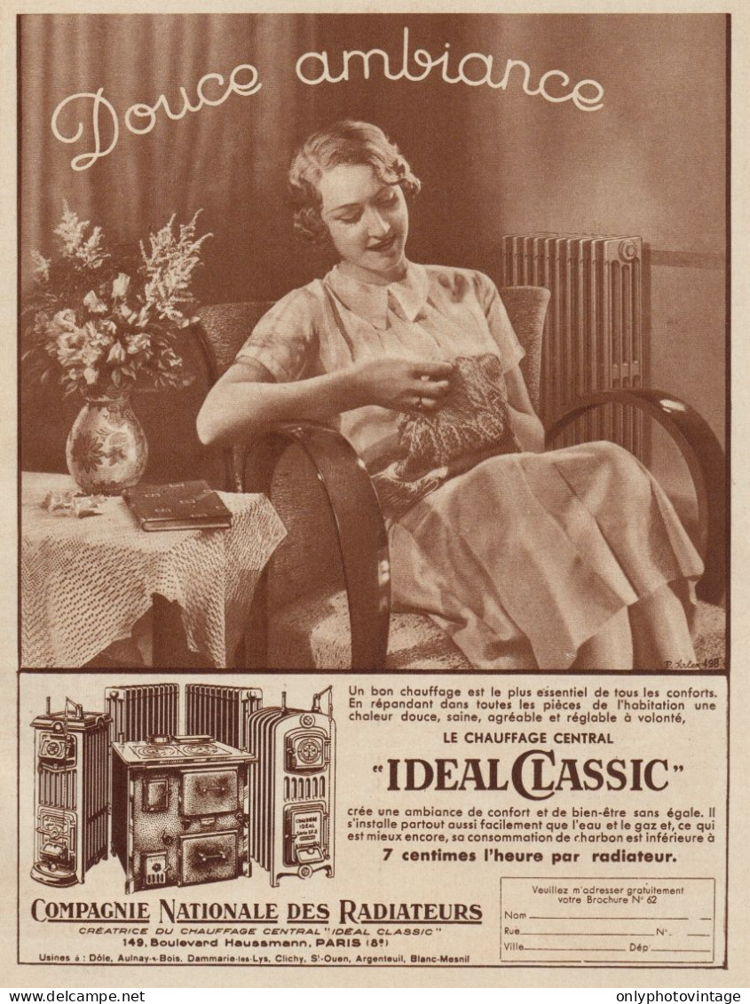 Ideal Classic - Douce Ambiance - Pubblicità D'epoca - 1935 Old Advertising - Publicidad