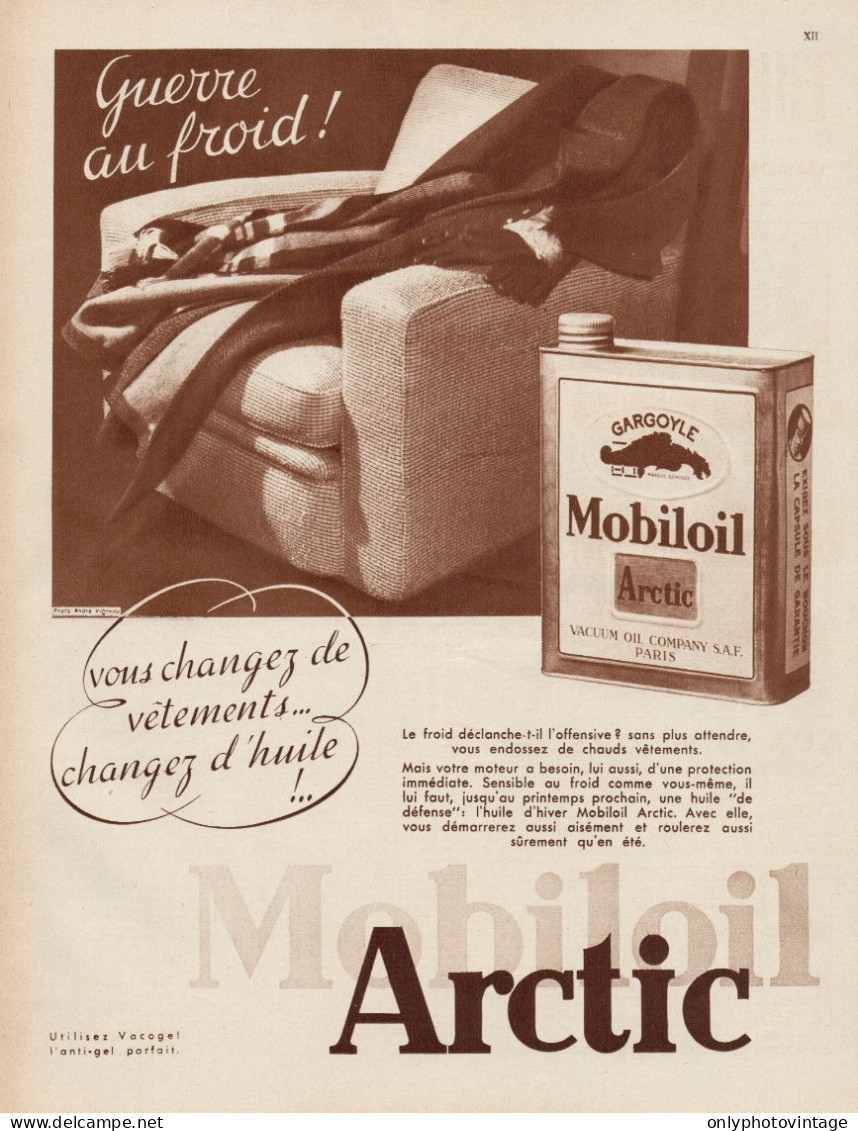 MOBILOIL - Guerre Au Froid! - Pubblicità D'epoca - 1935 Old Advertising - Pubblicitari