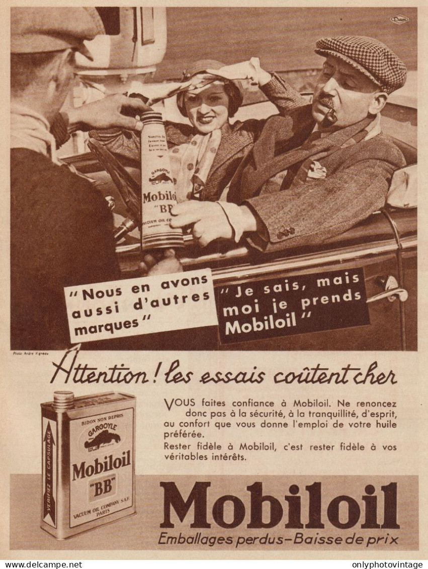 Lubrificante MOBILOIL - Pubblicità D'epoca - 1935 Old Advertising - Pubblicitari