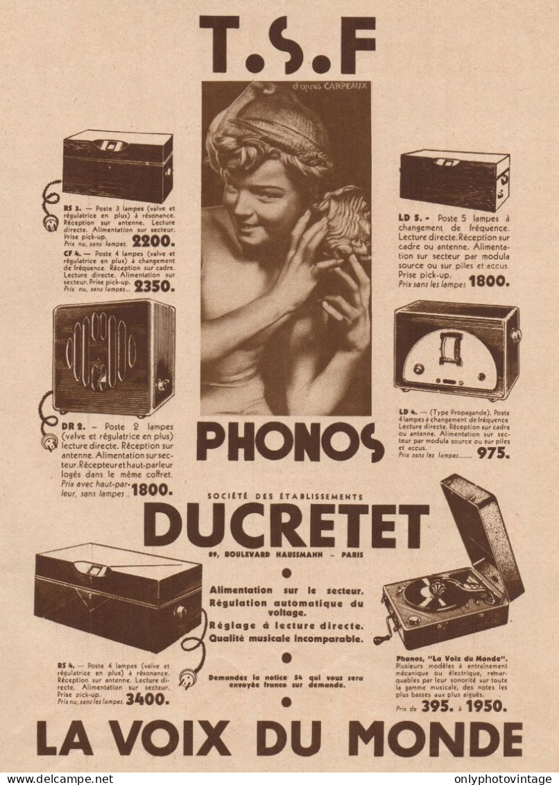 Radio E Phono T.S.F. - Pubblicità D'epoca - 1931 Old Advertising - Publicités