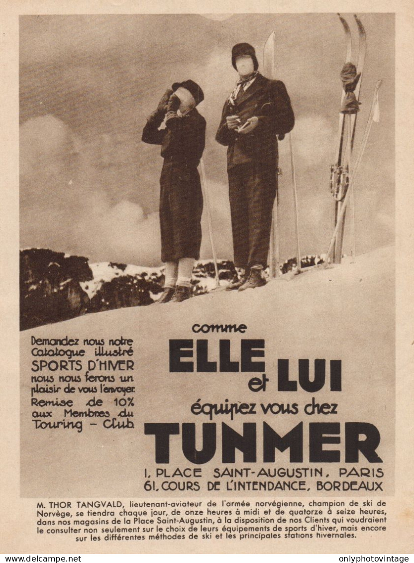 Abbigliamento Sportivo TUNMER - Pubblicità D'epoca - 1931 Old Advertising - Werbung