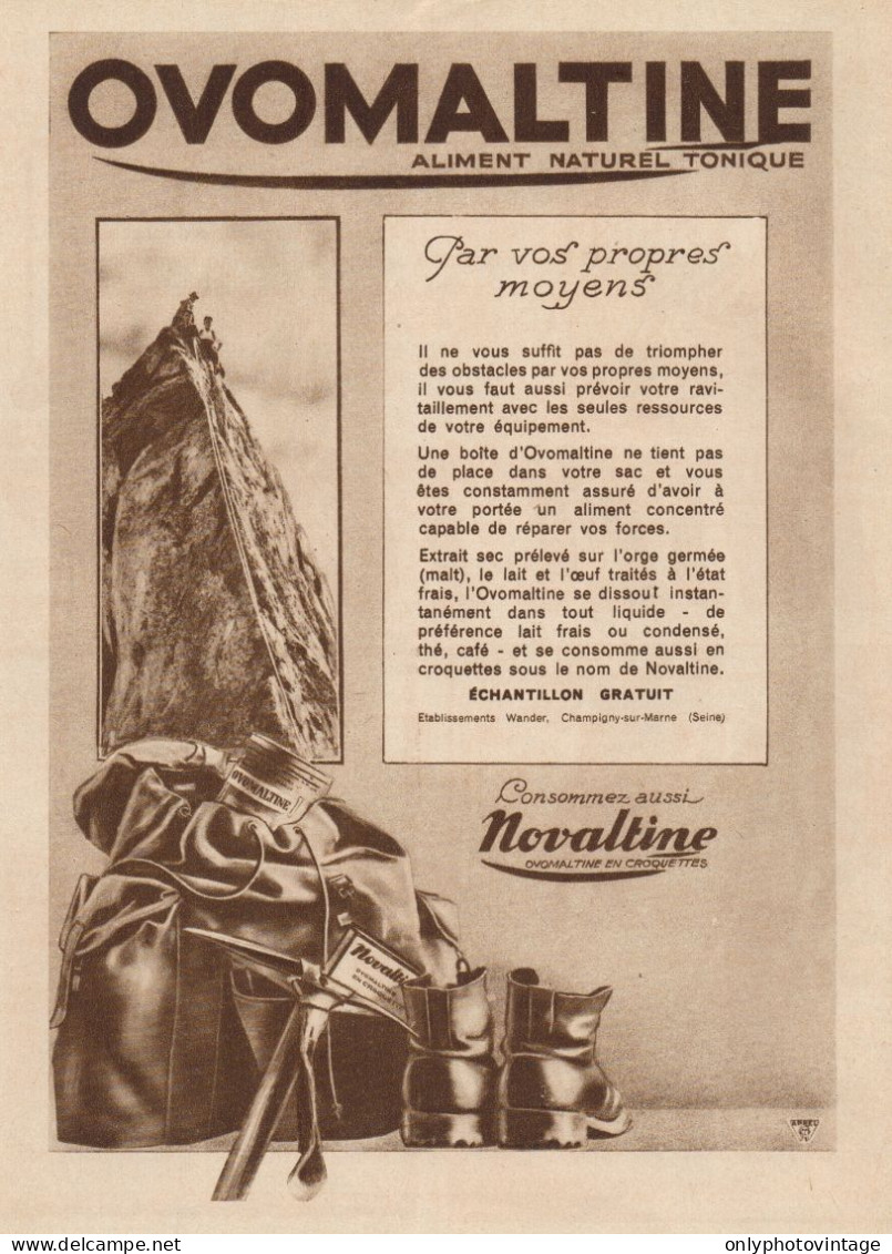 OVOMALTINE - Par Vos Propres Moyens - Pubblicità D'epoca - 1931 Old Advert - Publicités
