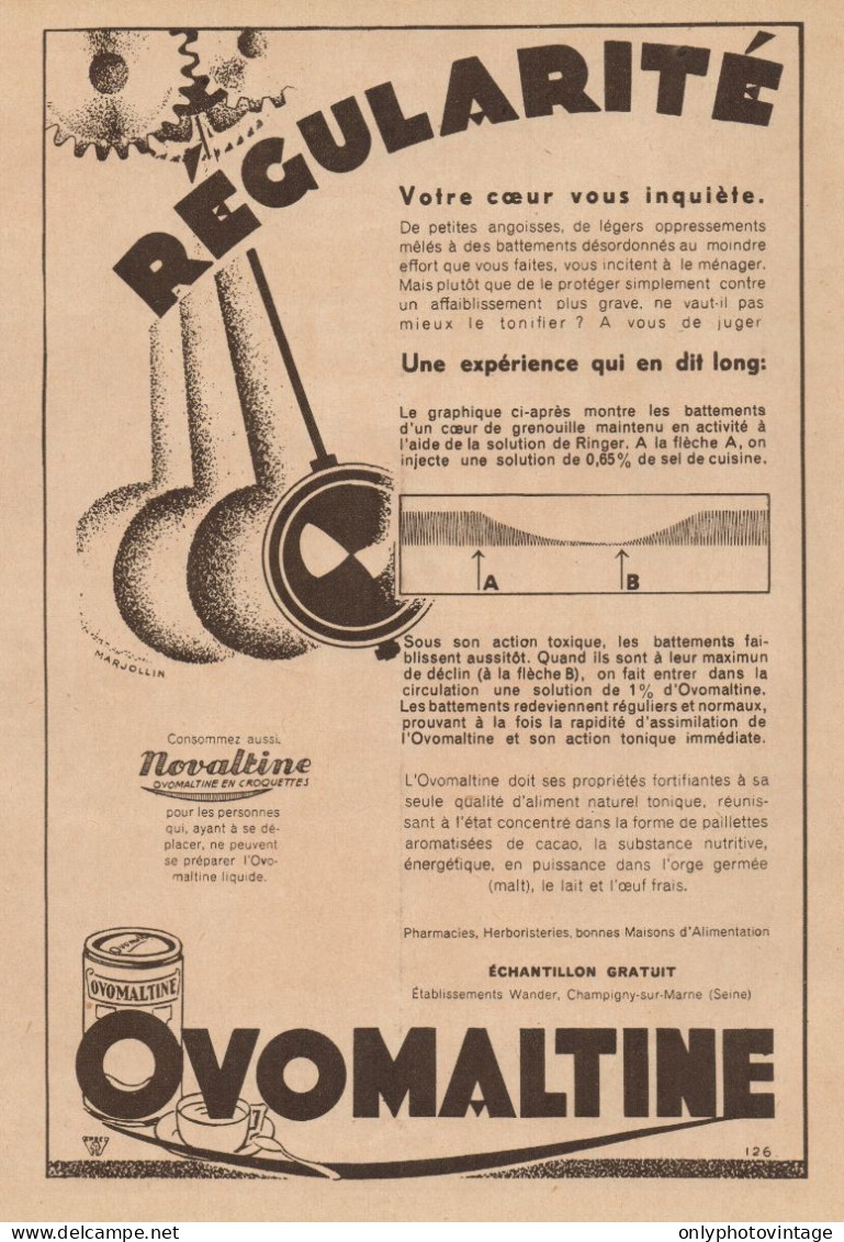 OVOMALTINE - Regularité... - Pubblicità D'epoca - 1931 Old Advertising - Publicités