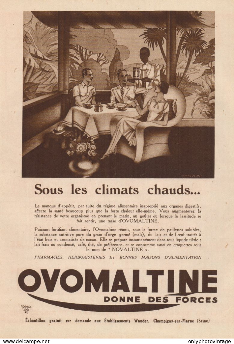 OVOMALTINE - Sous Les Climats Chauds... - Pubblicità D'epoca - 1931 Old Ad - Werbung