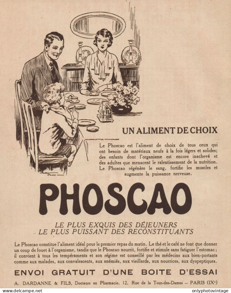 PHOSCAO - Un Aliment De Choix - Pubblicità D'epoca - 1931 Old Advertising - Publicités