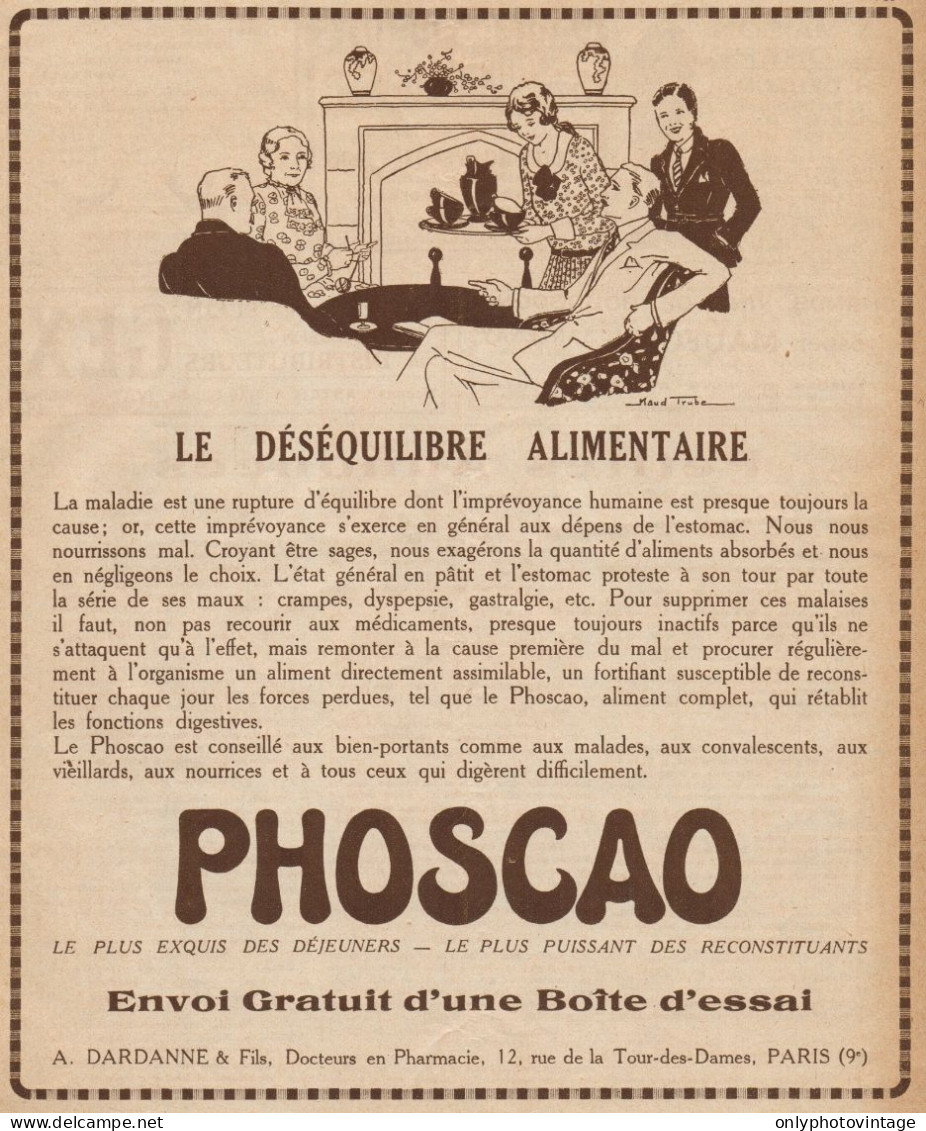 PHOSCAO - Le Déséquilibre Alimentaire - Pubblicità D'epoca - 1931 Old Ad - Werbung