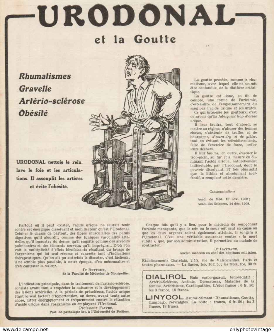 URODONAL Et La Goutte - Pubblicità - 1921 Old Advertising - Werbung