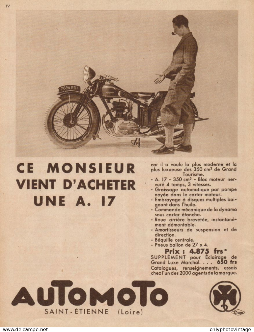 AUTOMOTO 350 Cmc Grand Tourisme - Pubblicità D'epoca - 1931 Old Advert - Werbung