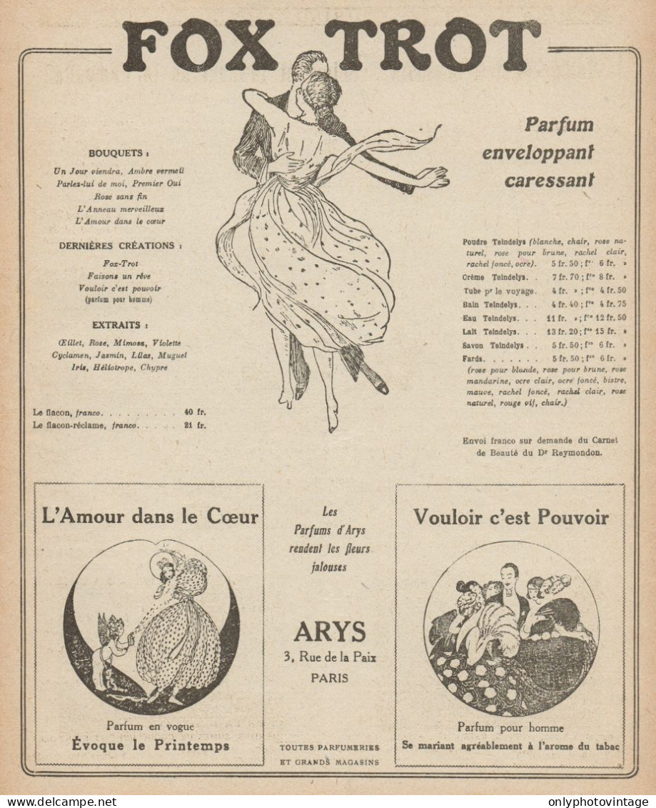 Parfums ARYS - Fox Trot - Pubblicità D'epoca - 1921 Old Advertising - Werbung