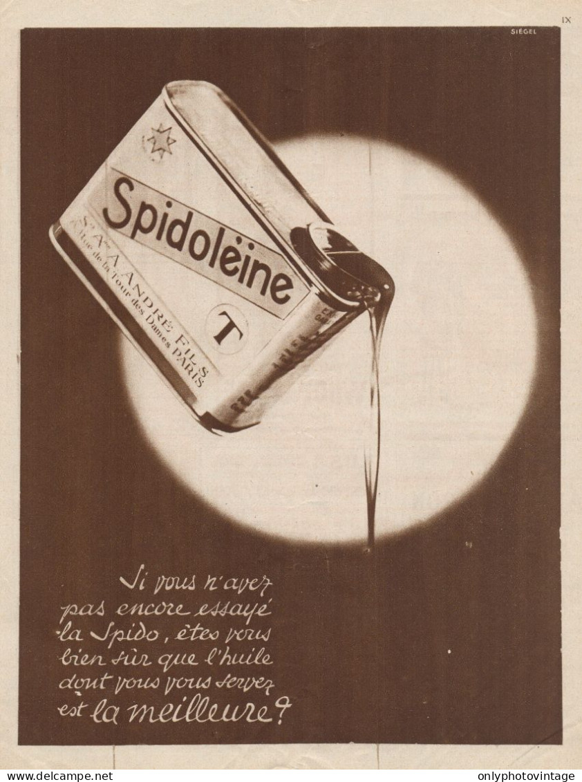 Lubrificanti Spidolèine - Illustrazione - Pubblicità D'epoca - 1930 Old Ad - Werbung