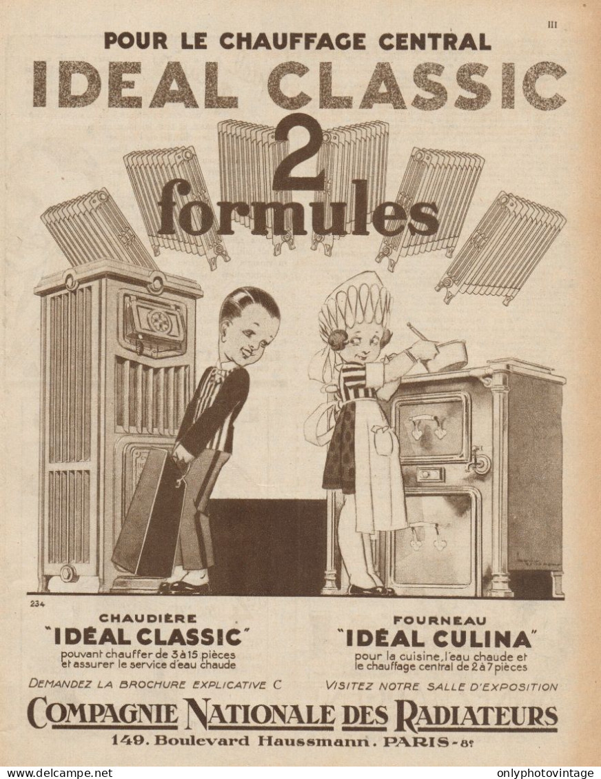 Chauffage Central IDEAL CLASSIC - Pubblicità D'epoca - 1930 Old Advert - Werbung