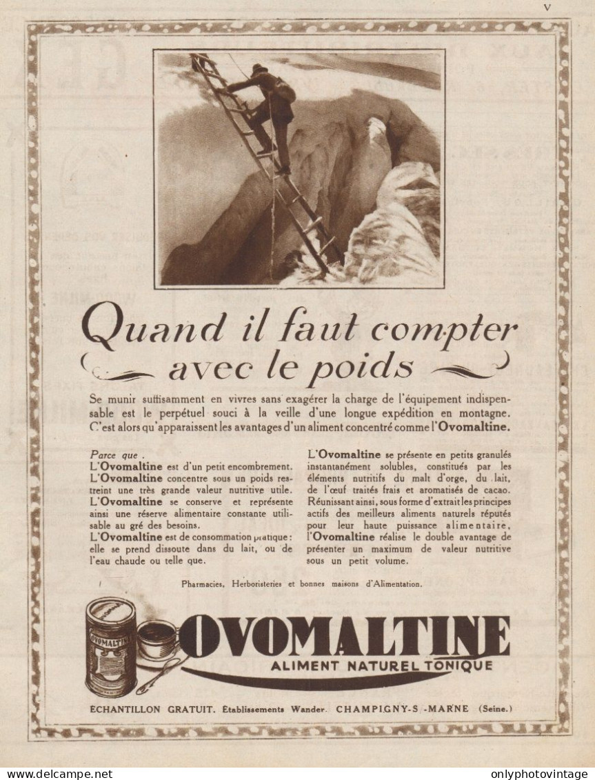 OVOMALTINE - Quand Il Faut Compter... - Pubblicità D'epoca - 1930 Old Ad - Publicités