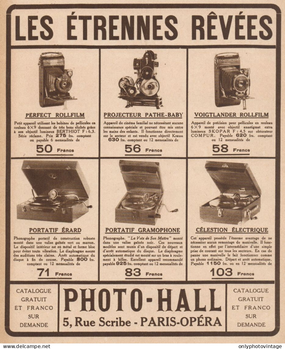 PHOTO-HALL - Apparecchi Fotografici - Pubblicità D'epoca - 1930 Old Advert - Publicidad