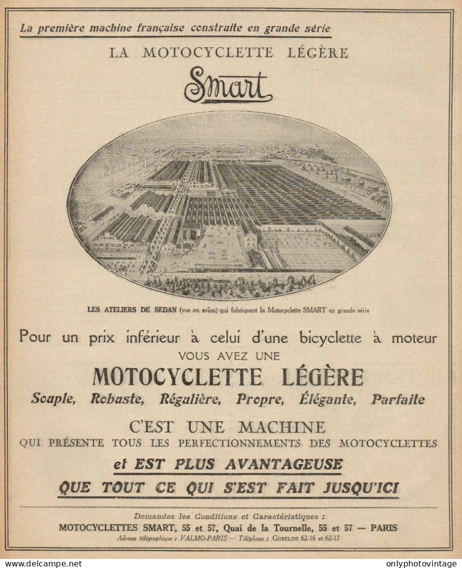 Motocicletta Leggera SMART - Pubblicità D'epoca - 1923 Old Advertising - Publicités