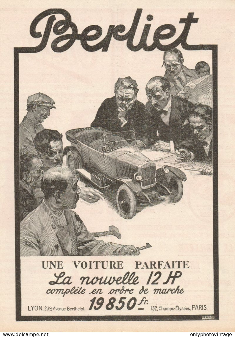 Automobile BERLIET - Illustrazione - Pubblicità D'epoca - 1923 Old Advert - Publicidad