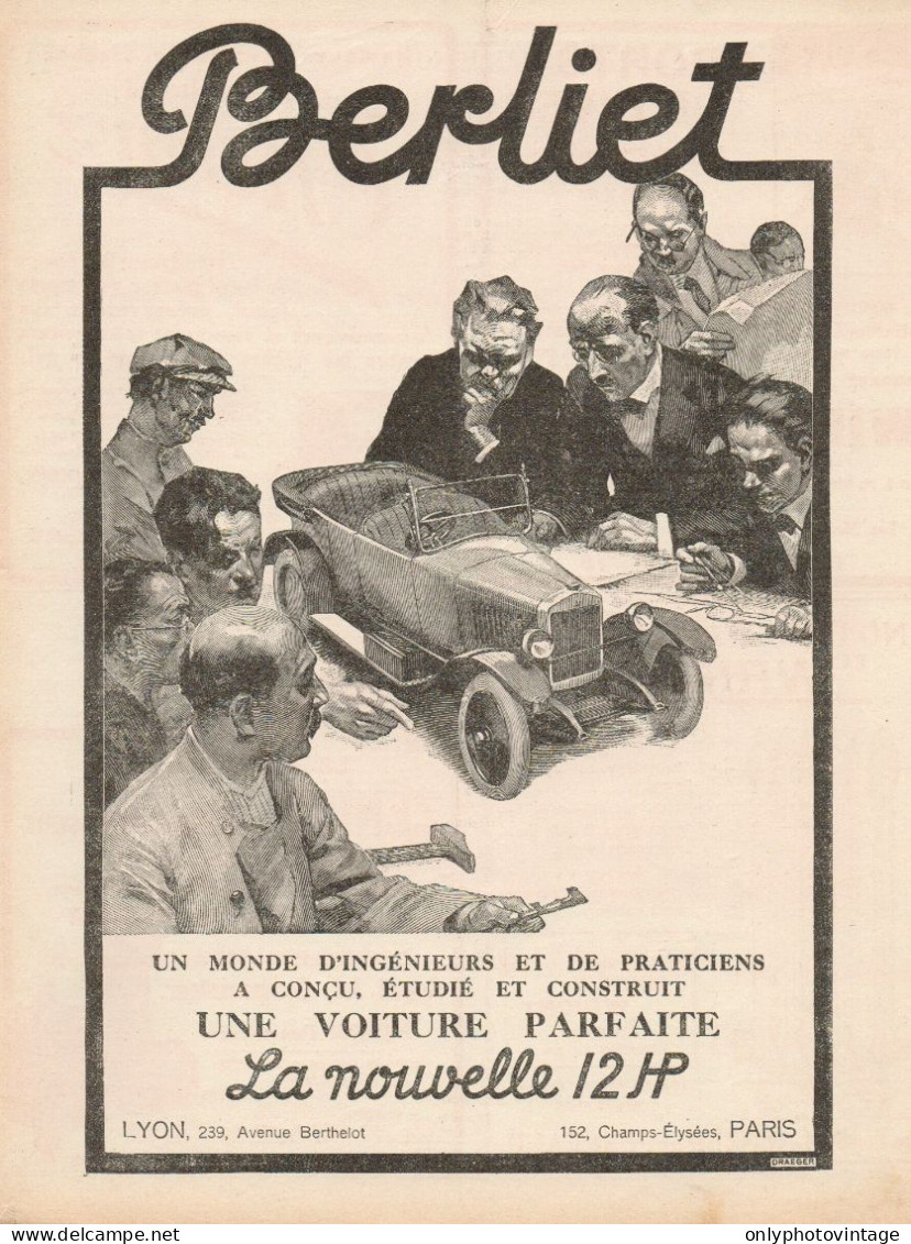 La Nuova Automobile 12 HP BERLIET - Pubblicità D'epoca - 1922 Old Advert - Publicités