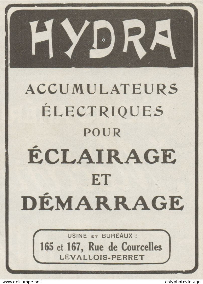 Accumulateurs électriques HYDRA - Pubblicità D'epoca - 1919 Old Advert - Publicités