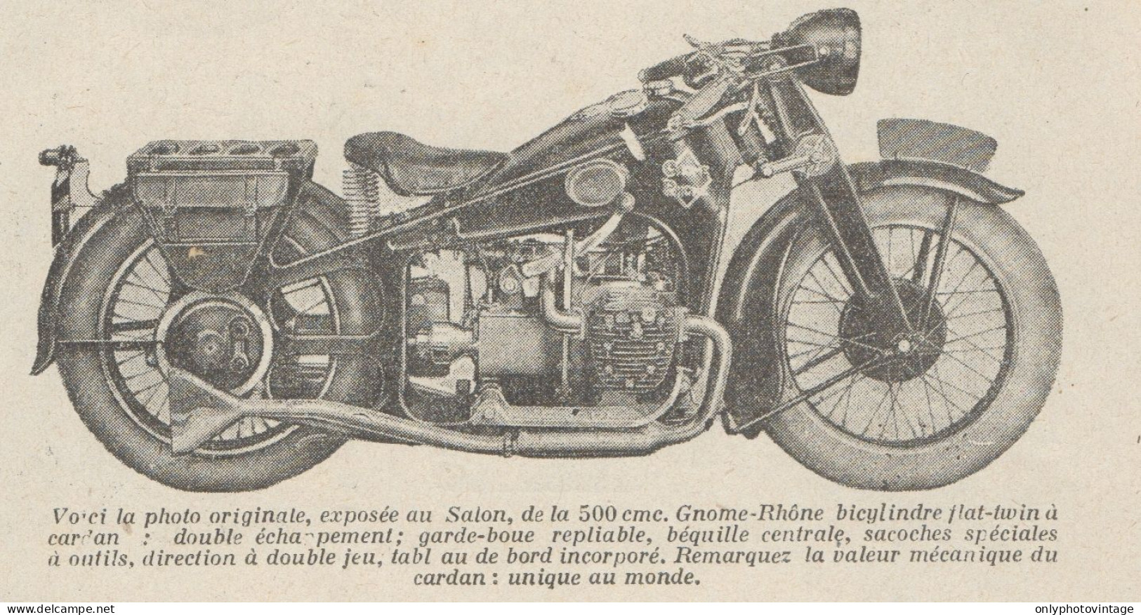 Motocyclette GNOME-RHONE 500 Cmc. - Pubblicità D'epoca - 1930 Old Advert - Publicités