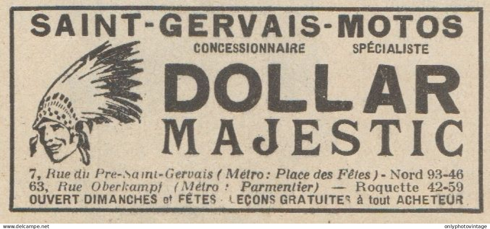 Saint Gervais Motos - Dollar - Majestic - Pubblicità D'epoca - 1931 Old Ad - Werbung