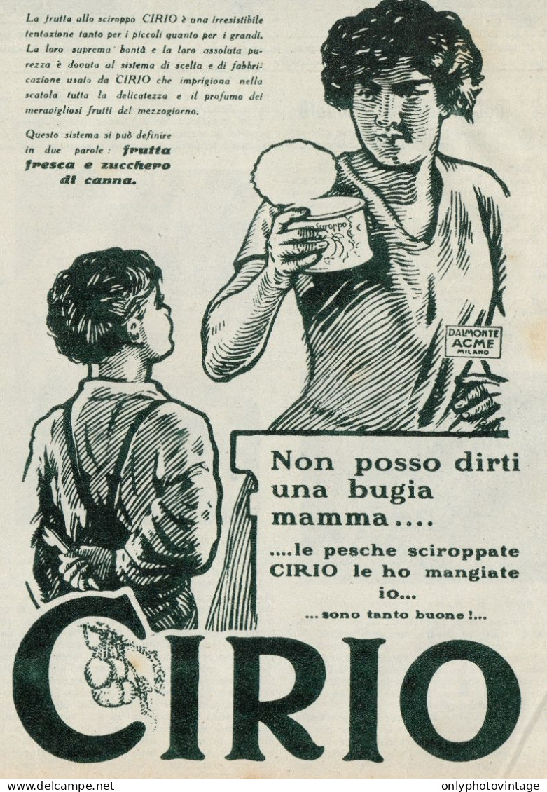 CIRIO - Non Posso Dirti Una Bugia Mamma... - Pubblicità D'epoca - 1927 Ad - Werbung