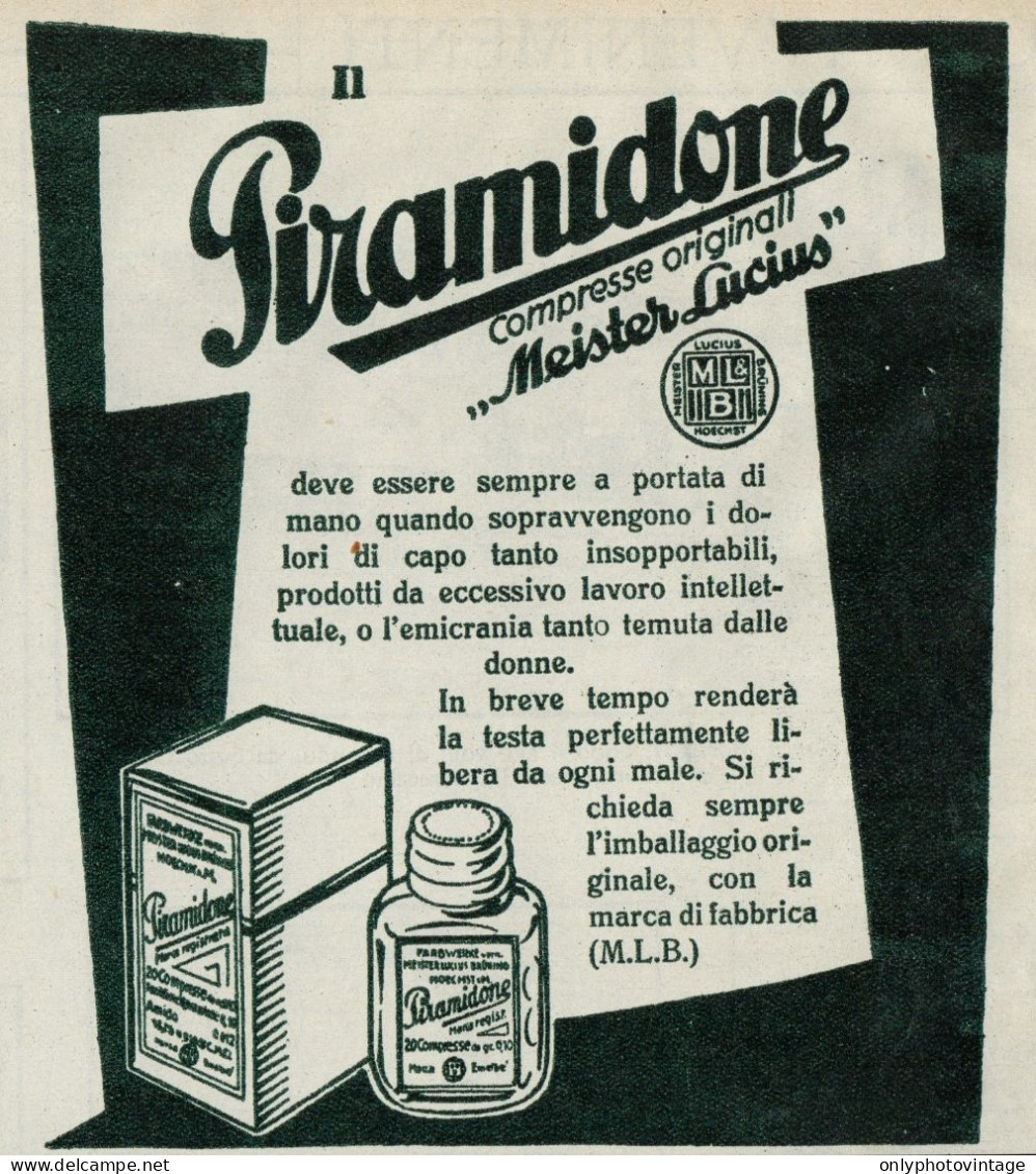 Compresse IL PIRAMIDONE - Pubblicità D'epoca - 1927 Old Advertising - Werbung