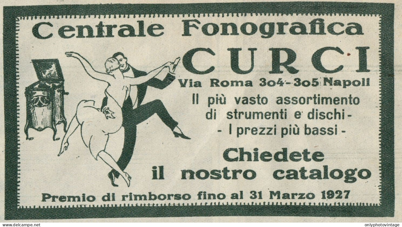 Centrale Fonografica CURCI - Pubblicità D'epoca - 1927 Old Advertising - Werbung