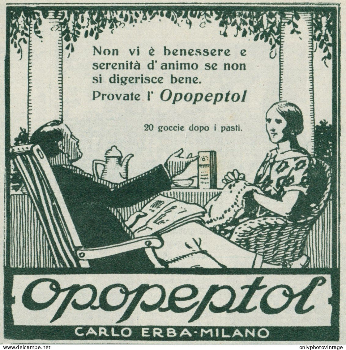 OPOPEPTOL - Carlo Erba - Pubblicità D'epoca - 1927 Old Advertising - Publicités