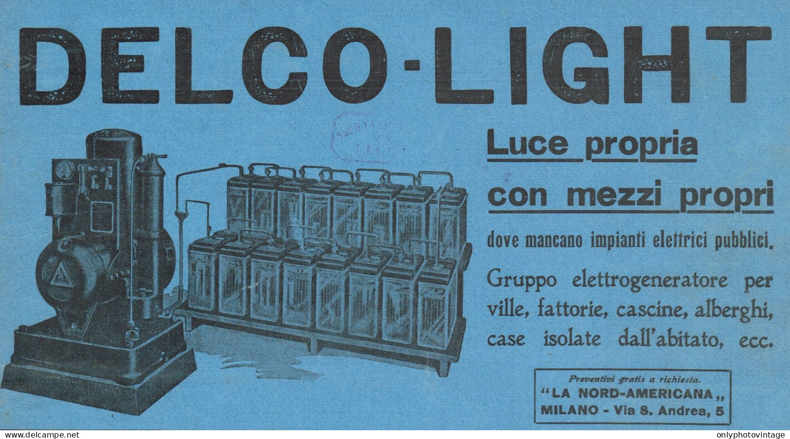 DELCO-LIGHT Luce Propria Con Mezzi Propri - Pubblicità D'epoca - 1924 Ad - Werbung