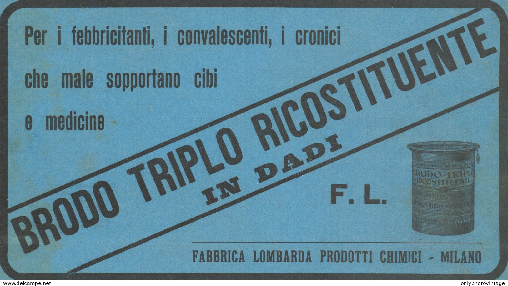 Brodo Triplo Ricostituente In Dadi - Pubblicità D'epoca - 1924 Old Advert - Publicités